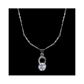 Silver Shine Silver Plated Chain With Elegant Shape Solitaire Diamond Pendant For Women - Golden