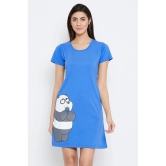 Clovia Blue Cotton Womens Nightwear Night Dress ( Pack of 1 ) - None