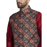 Banity Bey Men's Silk Blend Maroon Kurta Pajama with Designer Ethnic Nehru Jacket/Modi Jacket/Waistcoat