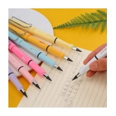 5 Pieces Inkless Pencil Reusable Everlasting Pencil Eraser Colorful Pencils Forever Metal Writing Pens Graphite Nib Triangle Golf Stationary Sketch Book Writing Drawing