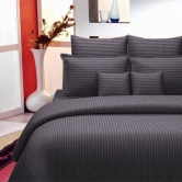 NewTown 1 Double Stripes Bedsheet With 2 Pillow Cover-Double Bed Sheet+ 2 Pillow Cover / Black