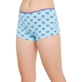 Clovia Blue Cotton Printed Womens Boy Shorts ( Pack of 1 ) - None