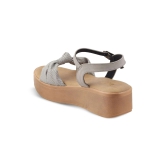 Tresmode Brera Grey Womens Platform Wedge Sandals- 37