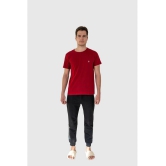 Lux Cozi Cotton Regular Fit Solid Half Sleeves Mens T-Shirt - Maroon ( Pack of 2 ) - None