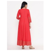 Kbz - Red Rayon Women's Flared Kurti ( ) - XL