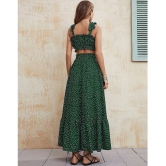 Selvia Green Printed Skirt Top Set - None