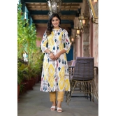 Juniper Rayon Printed Front Slit Womens Kurti - Yellow ( Pack of 1 ) - None