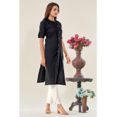 Glomee - Black Cotton Women's Straight Kurti ( Pack of 1 ) - None