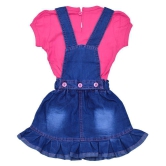 Zadums Baby Girls 2 In 1 Denim Dress / Dungaree Set  Pink - 12-18 Months