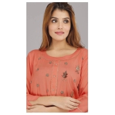 HIGHLIGHT FASHION EXPORT - Peach Rayon Womens Straight Kurti ( Pack of 1 ) - M