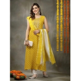 Stylum Rayon Printed A-Line Womens Kurti with Dupatta - Yellow ( Pack of 1 ) - None