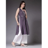 Stylum Cotton Blend Printed A-Line Womens Kurti - Purple ( Pack of 1 ) - None