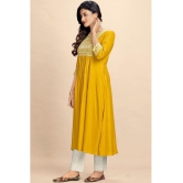 Glomee - Yellow Rayon Women''s Nayra Kurti ( Pack of 1 ) - None