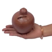 Mii Art mitti ka gullak,money bank,money box,piggy bank,coin box for kids(color-brown)(material-soil)(size-12 cm,small)pack of 1 pieces.