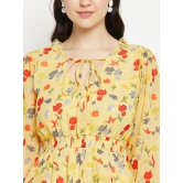 Floral Printed Tie-Up Neck Layered Fit & Flare Dress