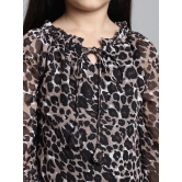 MINI & MING Girls Animal Print Georgette Fit & Flare Dress