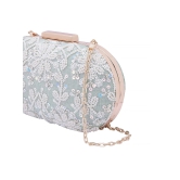 Embellished sea green hand embroided hand clutch party bag