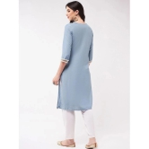 Pannkh Art Silk Embellished Straight Womens Kurti - Blue ( Pack of 1 ) - None