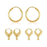 Vighnaharta Elegant Twinkling Beautiful Gold Plated Clip on Bucket,basket and Chand Bali earring Combo For Women and Girls -VFJ1114-1317-1394ERG - Golden