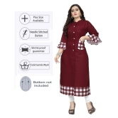 Lerkiza - Maroon Cotton Womens Straight Kurti ( Pack of 1 ) - XXL