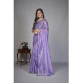 Apnisha Organza Solid Saree With Blouse Piece - Lavender ( Pack of 1 ) - Lavender