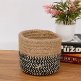 Jute Basket, Black Zigzag Bottom, 4x4, Pack of 1