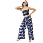 Moomaya Women Summer Coord Set, Printed 2 Pcs Crop Top with Palazzo, Resort Wear