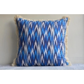 Ikat Design Printed Blue Colour Cushion Cover Size 16x16