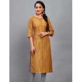 RIAANA Rayon Printed Straight Womens Kurti - Mustard ( Pack of 1 ) - None