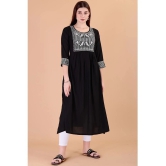 Glomee - Black Rayon Womens Nayra Kurti ( Pack of 1 ) - None