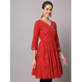 Kbz - Red Cotton Women''s Angrakha Kurti ( Pack of 1 ) - None