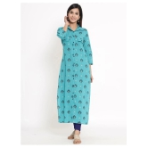 Kbz Turquoise Rayon Straight Kurti - XL