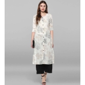 Janasya - Off White Cotton Womens Straight Kurti ( Pack of 1 ) - S