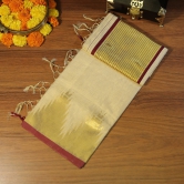 Premium Handloom Kerala Tissue Saree With Temple Design Border-