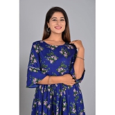 Smien Rayon Printed Anarkali Women's Kurti - Blue ( Pack of 1 ) - None