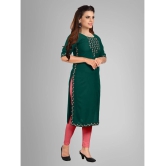 Kapadia - Green Rayon Womens Straight Kurti ( Pack of 1 ) - None