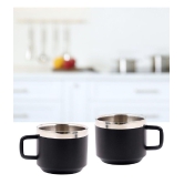 Dynore - Steel Double Walled Tea Cup 120 ml ( Pack of 2 ) - Black