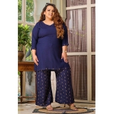 PrettyPlus by Desinoor.com Navy Solid Palazzo Top Set - None