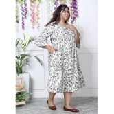 Swasti Cotton Blend Printed Anarkali Womens Kurti - White ( Pack of 1 ) - None