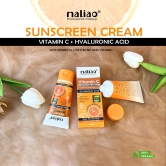 Maliao Vitamin C Sunscreen Cream with Berry Glutathione & Hyaluronic Acid - SPF 60+ PA+++ (High Protection, Waterproof, All Skin Types)