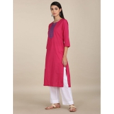 Karigari - Pink Cotton Women's Straight Kurti ( Pack of 1 ) - None