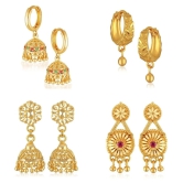 Vighnaharta Golden Jhumki Earrings ( Pack of 4 ) - Golden