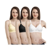 Madam Pack of 3 Cotton Non Padded Womens Everyday Bra ( Multi Color ) - 46D