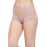 Clovia Purple Cotton Printed Womens Boy Shorts ( Pack of 1 ) - None