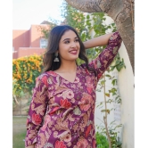 Vbuyz Cotton Printed Straight Womens Kurti - Purple ( Pack of 1 ) - None