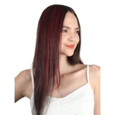 RefynHair Human Hair Extensions | Burgundy Color Clip-In Hair Streaks/Streax for Fashionable Looks! | Size 20 Inches | Pack of 1(Single Piece)