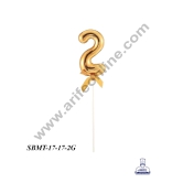 CAKE DECOR™ Plastic Balloon Style 2 Number Cake Topper - 1 Piece-Gold