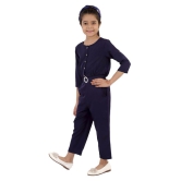 Kids Cave - Navy Blue Crepe Girls Jumpsuit ( Pack of 1 ) - None