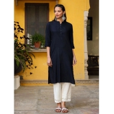 Juniper Rayon Solid Straight Womens Kurti - Navy Blue ( Pack of 1 ) - None