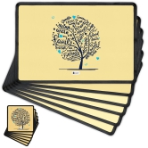 Indigifts Diwali Decoration Items Family Love Tree Cream Table Mat and Coaster Set of 6 - Diwali Gift Items, Dipawali Gift Items, Dipawli Gifts, Deepawali Greetings, Deepavali Decoration